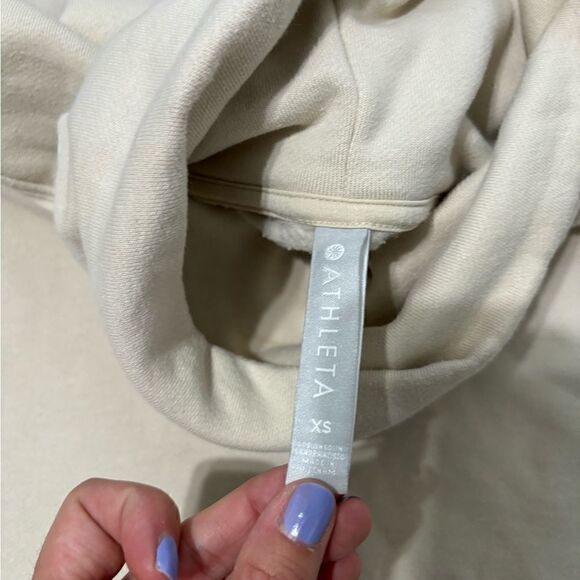 ATHLETA Women's Cream 24/7 Funnel Turtle Neck Tunic Sweatshirt - Picture 8 of 10
